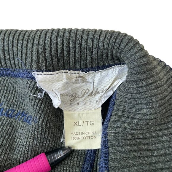 Tommy Bahama 1/4 Zip Pullover Men's Size XL Reversible Blue Green Sweatshirt - Picture 3 of 6